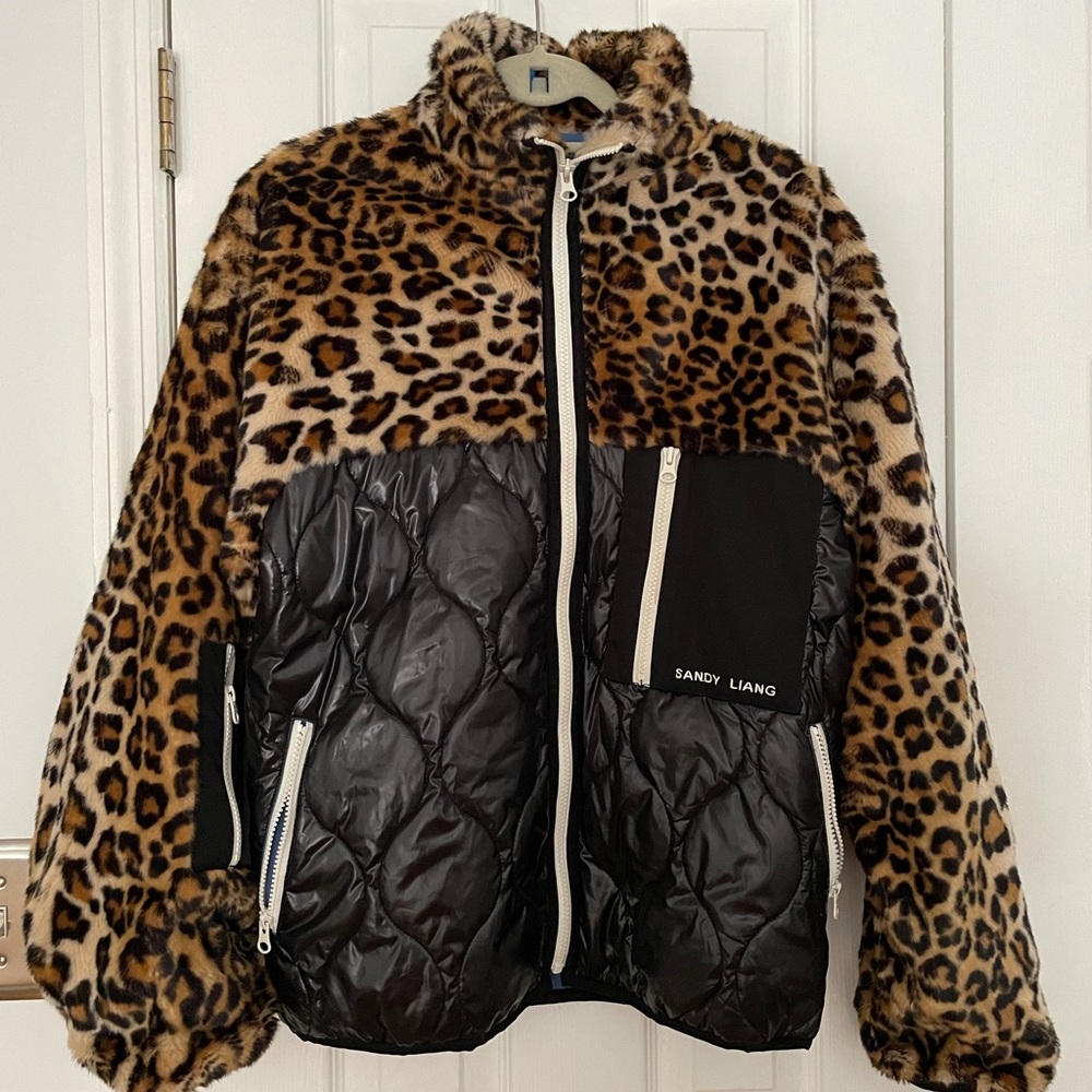 Sandy Liang Dean Leopard Print Fleece XS